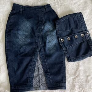 Redfox Premium Denim Jean Crop Top and Skirt set size S